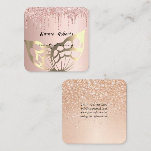 Tarjeta De Visita Cuadrada Gift Pink and White Glitter Modern Business card (Anverso / Reverso)