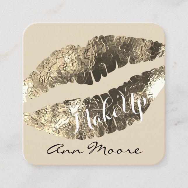 Tarjeta De Visita Cuadrada Gigante gran beso labios elegante cubierta de bril (Anverso)