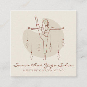 Tarjeta De Visita Cuadrada Gimnasio Espiritual de Yoga Pilates Postura de Med