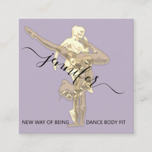 Tarjeta De Visita Cuadrada Gimnasio profesional Sofá de baile QRCODE Gold