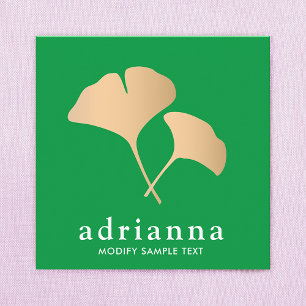 Tarjeta De Visita Cuadrada Ginkgo Leaf Gold Green