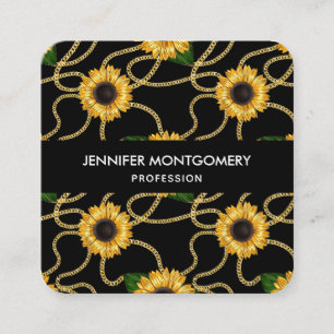 Tarjeta De Visita Cuadrada Girasoles amarillos elegantes patrón con estilo so