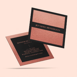Tarjeta De Visita Cuadrada Girly Glam Gold Rosa Profesional de Textura de Oro