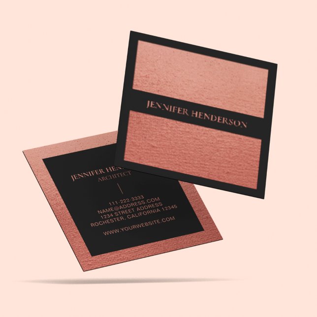 Tarjeta De Visita Cuadrada Girly Glam Gold Rosa Profesional de Textura de Oro (Subido por el creador)