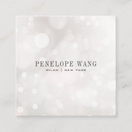 Tarjeta De Visita Cuadrada Girly Purpurina Whimsy White Bokeh