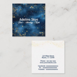 Tarjeta De Visita Cuadrada Giros dorados y estrellas