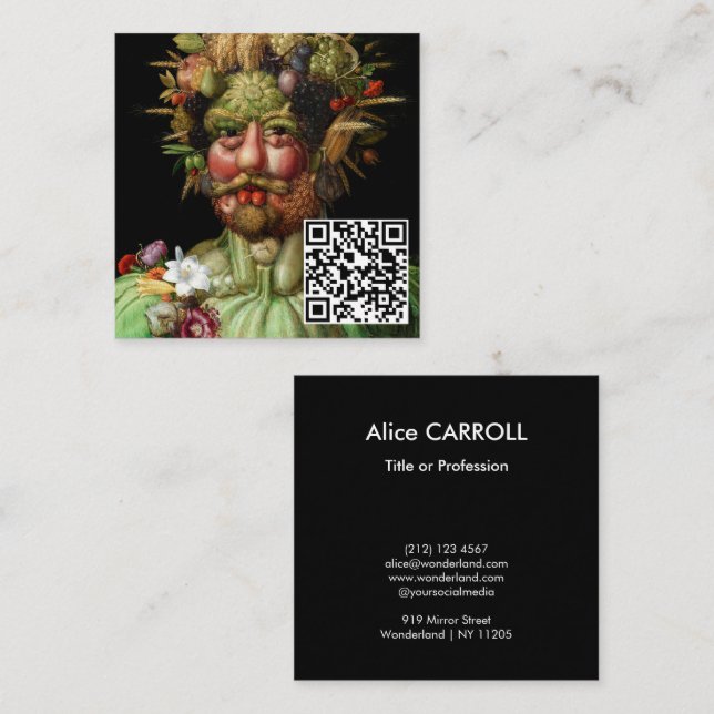 Tarjeta De Visita Cuadrada Giuseppe Arcimboldo - Vertumnus - Código QR (Anverso / Reverso)