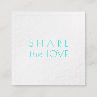 Tarjeta De Visita Cuadrada Glam de PixDezines comparte amor platino+Aqua