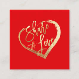 Tarjeta De Visita Cuadrada Glam de PixDezines comparte el oro de Love Faux