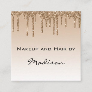 Tarjeta De Visita Cuadrada Glam Gold Brillante Brillo Creador de Looks