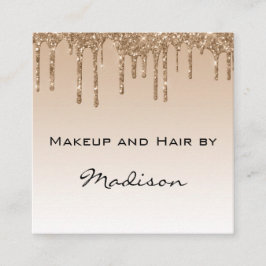 Tarjeta De Visita Cuadrada Glam Gold Driving Purpurina Drin Artist