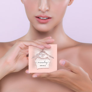 Tarjeta De Visita Cuadrada Glam, Purpurina de Rubor Diamond Fashion Closet Sh