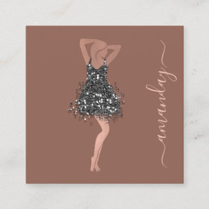Tarjeta De Visita Cuadrada Glam Rosa del logotipo del Diseñador de moda Tiend