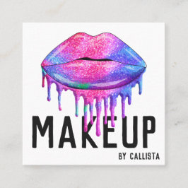 Tarjeta De Visita Cuadrada Glam Sparkly Mermaid Purpurina gotea labios maquil