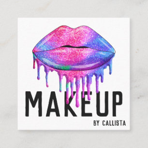 Tarjeta De Visita Cuadrada Glam Sparkly Mermaid Purpurina gotea labios maquil