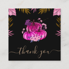 Tarjeta De Visita Cuadrada Glamorosa Calabaza Rosada Agradecimiento Gracias B