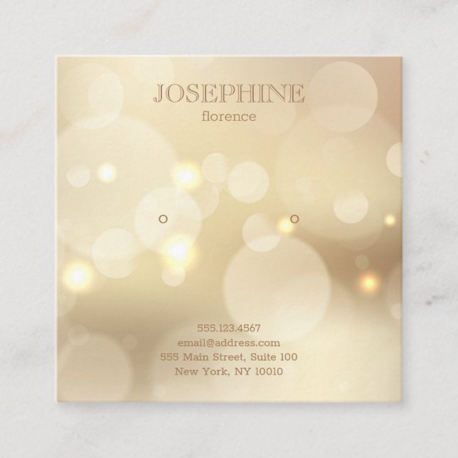 Tarjeta De Visita Cuadrada Glamoroso Earring Gold Bokeh Stud (Anverso)