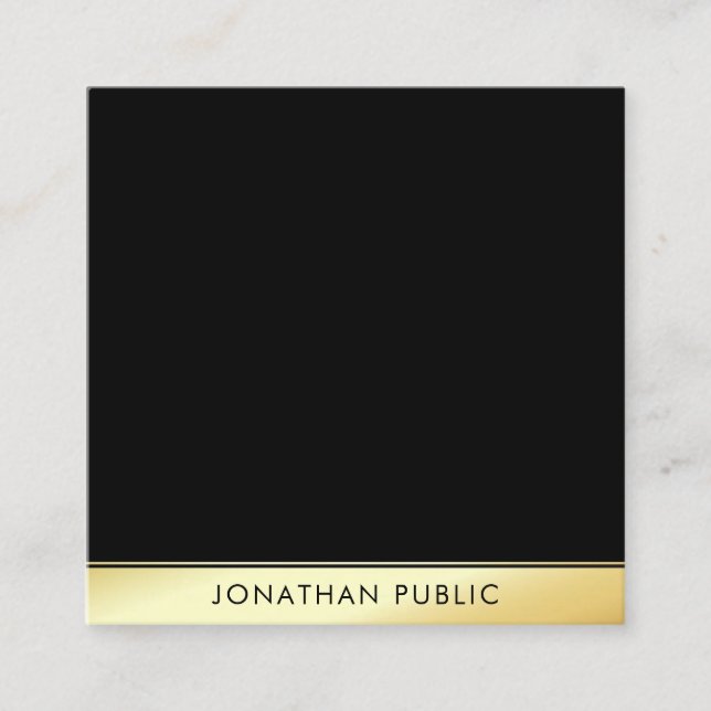 Tarjeta De Visita Cuadrada Glamour Black Gold Professional Elegant Template (Anverso)