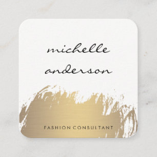 Tarjeta De Visita Cuadrada Glamour cepillado gris blanco