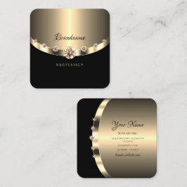 Tarjeta De Visita Cuadrada Glamour de oro negro esparcen diamantes profesiona