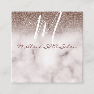 Tarjeta De Visita Cuadrada Glamour Elegante Moda de mármol Purpurina púrpura 