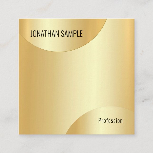 Tarjeta De Visita Cuadrada Glamour Faux Gold Template Diseño elegante moderno (Anverso)