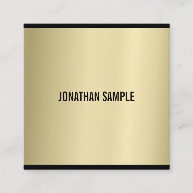 Tarjeta De Visita Cuadrada Glamour Gold Look Modern Luxury Sofisticado (Anverso)