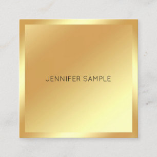 Tarjeta De Visita Cuadrada Glamour Gold Look Moderno Plantilla de élite Minim
