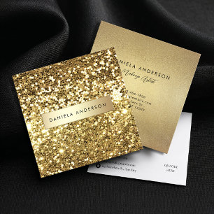 Tarjeta De Visita Cuadrada Glamour Gold Purpurina y lujo