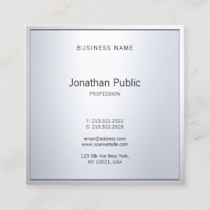 Tarjeta De Visita Cuadrada Glamour Plateado Moderno Profesional Sencillo con 