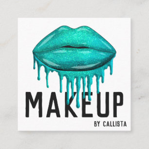 Tarjeta De Visita Cuadrada Glamuroso Purpurina espumoso Verde azulado gotea l