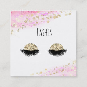 Tarjeta De Visita Cuadrada *~* Glitter de oro rosado pastelLatiguillos abstra