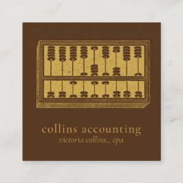 Tarjeta De Visita Cuadrada Gold Abacus QR Code Brown Square Biz Card