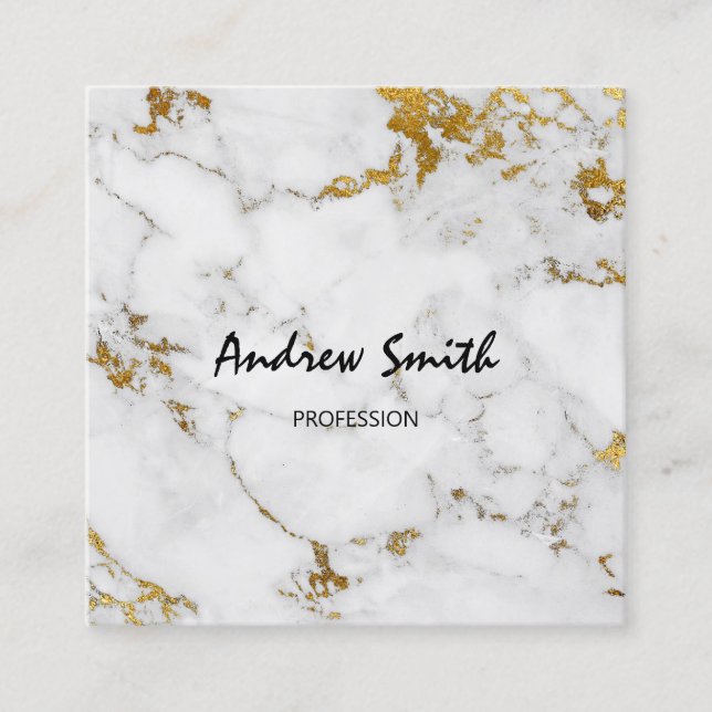 Tarjeta De Visita Cuadrada Gold Carrara Gray Marble Vip Consulting Services (Anverso)