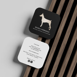 Tarjeta De Visita Cuadrada Gold Doberman Dog Walker Entrenador Puppy sentado