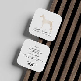 Tarjeta De Visita Cuadrada Gold Doberman Dog Walker Entrenador Puppy sentado