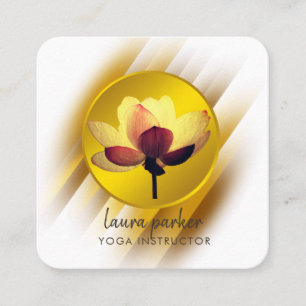Tarjeta De Visita Cuadrada Gold Lotus Flor Yoga Instructor Watercolor Art