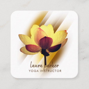 Tarjeta De Visita Cuadrada Gold Lotus Flor Yoga Instructor Watercolor Art