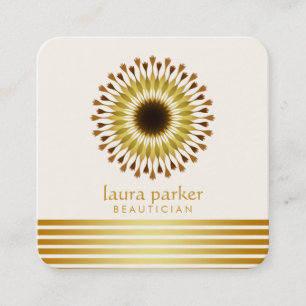 Tarjeta De Visita Cuadrada Gold Lotus Flower Yoga Mediation Health Spa