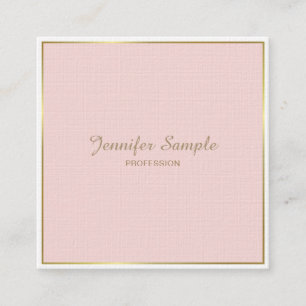 Tarjeta De Visita Cuadrada Gold Rubor Pink White Modern Elegant De Lujo