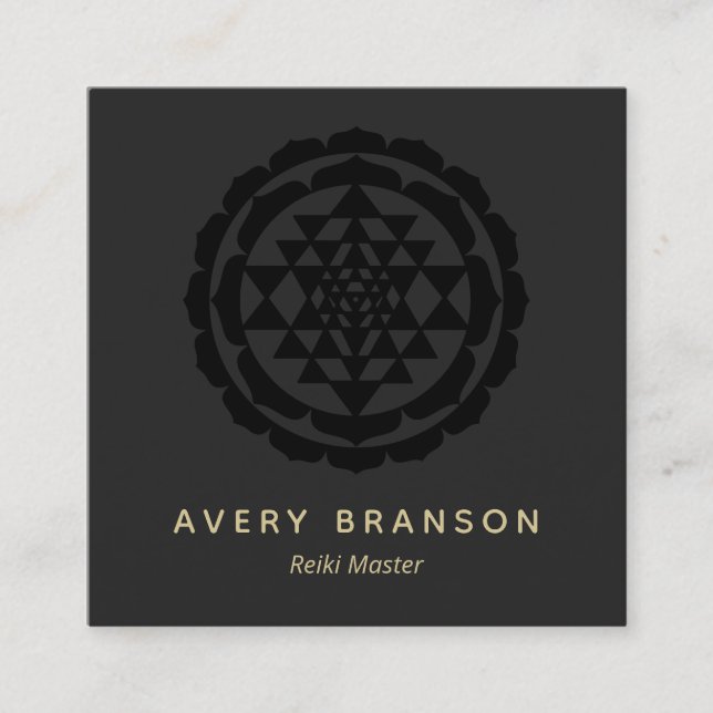Tarjeta De Visita Cuadrada Gold Shri Yantra Reiki Master (Anverso)