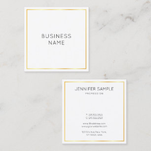 Tarjeta De Visita Cuadrada Gold White Modern Elegant Simple Corporate Company