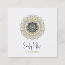 Gold y Black Tribal Mandala Square Business