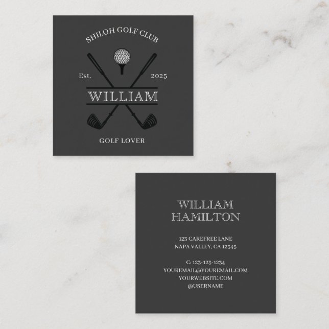 Tarjeta De Visita Cuadrada Golf Lover Cross Club (Anverso / Reverso)
