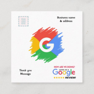 Tarjeta De Visita Cuadrada Google Review & Business Card con código QR vincul
