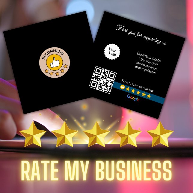 Tarjeta De Visita Cuadrada Google Review My Business Black Qr Code Link (Google Review My Business Black Qr Code Link Square Business Card)