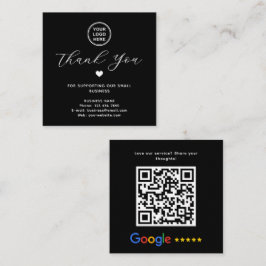 Tarjeta De Visita Cuadrada Google Review QR Code Gracias Black Modern