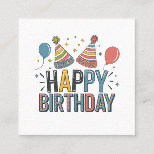 Tarjeta De Visita Cuadrada Gorros de Fiesta de Cumpleaños Feliz