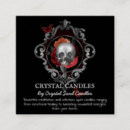 Tarjeta De Visita Cuadrada Gótica Floral Skull Spell Instrucción Square Busin
