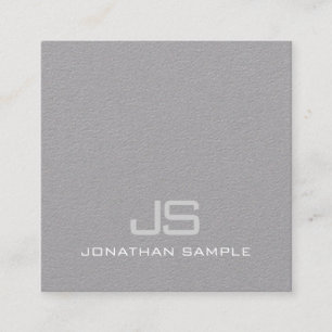 Tarjeta De Visita Cuadrada Graceful Modern Monograma Premium Gris Plain Luxe